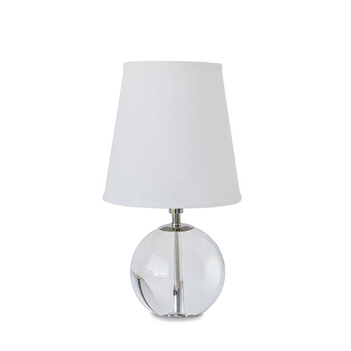 Small Crystal Table Lamp with polished nickel fittings and a white shade